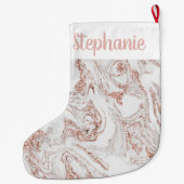 Chique gepersonaliseerd Roos Goud Faux Marmer Grote Kerstsok (Achterkant)