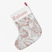 Chique gepersonaliseerd Roos Goud Faux Marmer Grote Kerstsok (Achterkant (Hangend))