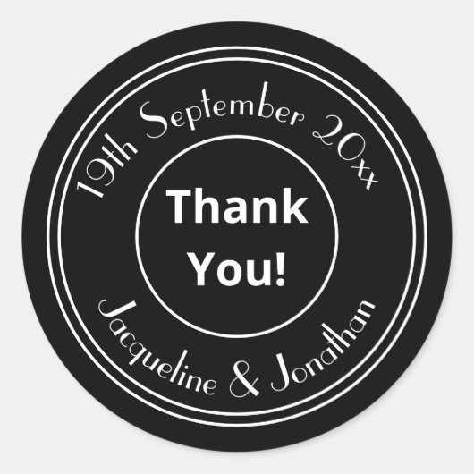 Chique gepersonaliseerde B & W dank u envelop afdi Ronde Sticker (Voorkant)