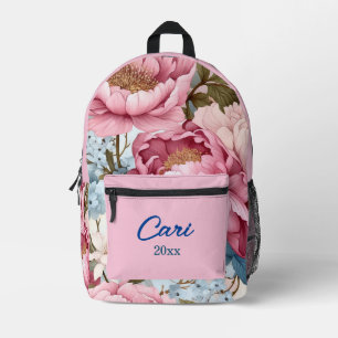 Chique gepersonaliseerde bloemen bedrukte rugzak