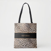 Chique Gepersonaliseerde Cheetah Tote Bag (Voorkant)