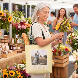 Chique Gepersonaliseerde Foto Tekst Oma en Opa Cad Tote Bag