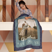 Chique gepersonaliseerde fototekst oma cadeau blau fleece deken
