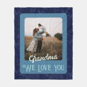 Chique gepersonaliseerde fototekst oma cadeau blau fleece deken (Voorkant)