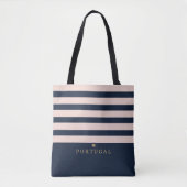 Chique gepersonaliseerde gestreepte favoriete plaa tote bag (Voorkant)