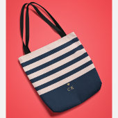Chique gepersonaliseerde gestreepte favoriete plaa tote bag