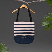 Chique gepersonaliseerde gestreepte favoriete plaa tote bag
