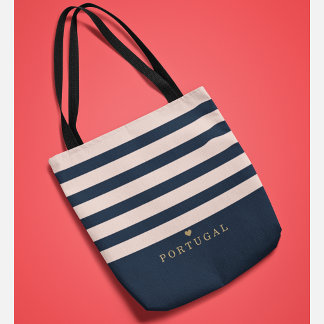 Chique gepersonaliseerde gestreepte favoriete plaa tote bag