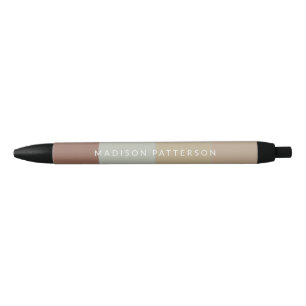 Chique gepersonaliseerde naam Earth Tone Stripes P Zwarte Inkt Pen