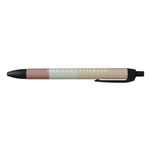 Chique gepersonaliseerde naam Earth Tone Stripes P Zwarte Inkt Pen (Bodem)