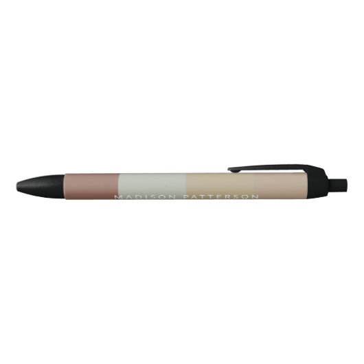 Chique gepersonaliseerde naam Earth Tone Stripes P Zwarte Inkt Pen (Bovenkant)