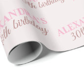Chique gepersonaliseerde naam leeftijd blush roze  cadeaupapier (Rol Hoek)