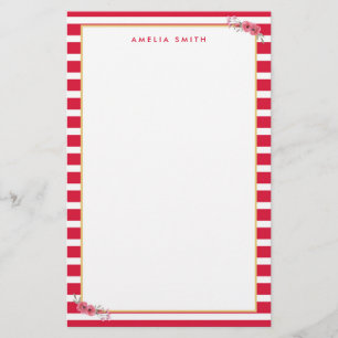 Chique gepersonaliseerde naam roze strepen roze bl briefpapier