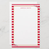Chique gepersonaliseerde naam roze strepen roze bl briefpapier (Voorkant / Achterkant)