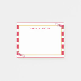 Chique gepersonaliseerde naam roze strepen roze bl post-it® notes