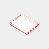 Chique gepersonaliseerde naam roze strepen roze bl post-it® notes (Schuin)