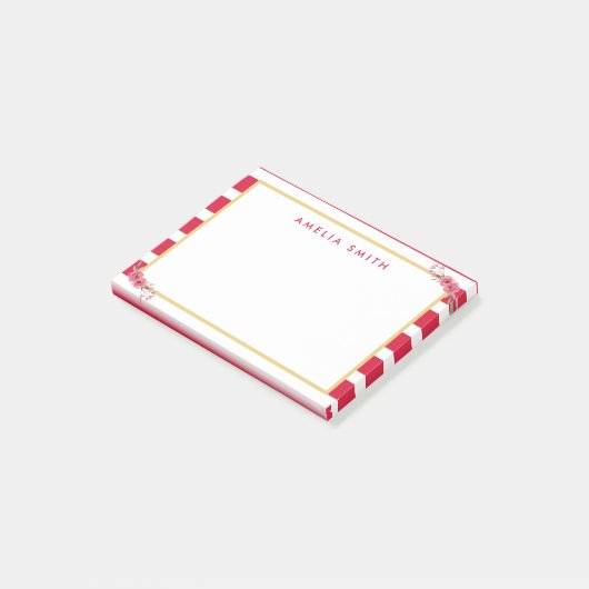 Chique gepersonaliseerde naam roze strepen roze bl post-it® notes (Schuin)