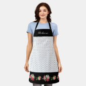 Chique gepersonaliseerde polka stippen met Rozen r Schort (Gedragen)