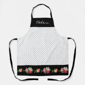 Chique gepersonaliseerde polka stippen met Rozen r Schort (Voorkant)