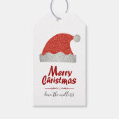 Chique gepersonaliseerde rode glitter vrolijke ker cadeaulabel (Voorkant)