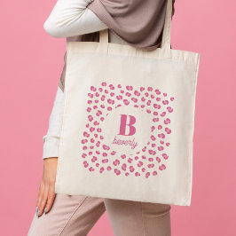 Chique gepersonaliseerde roze luipaard print Canva Tote Bag