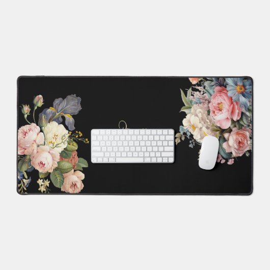 Chique Gepersonaliseerde Rozen & Iris Bureaumat (Keyboard & Muis)