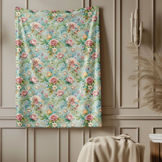 Chique Geraffineerde Rococo Bloemen Zachte Pastelk Fleece Deken