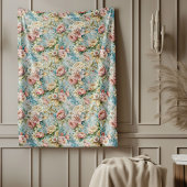 Chique Geraffineerde Rococo Bloemen Zachte Pastelk Fleece Deken