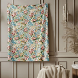 Chique Geraffineerde Rococo Bloemen Zachte Pastelk Fleece Deken