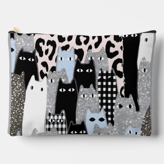 Chique geruite en geruite kattenpatroon patchwork etui (Voorkant)
