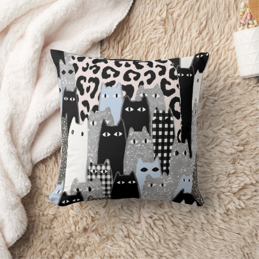 Chique geruite en geruite kattenpatroon patchwork  kussen (Deken)