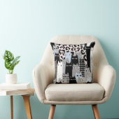 Chique geruite en geruite kattenpatroon patchwork  kussen (Stoel)