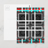 Chique geruite grafische vormgeving in zwart, wit briefkaart (Voorkant / Achterkant)