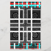 Chique geruite grafische vormgeving in zwart, wit briefpapier (Voorkant)