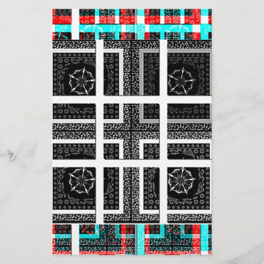 Chique geruite grafische vormgeving in zwart, wit briefpapier (Voorkant)