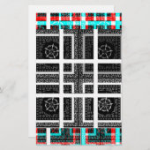 Chique geruite grafische vormgeving in zwart, wit briefpapier (Voorkant / Achterkant)