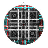 Chique geruite grafische vormgeving in zwart, wit dartbord (Voorkant)