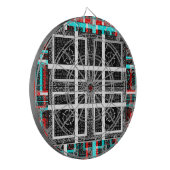 Chique geruite grafische vormgeving in zwart, wit  dartbord (Voorkant Links)