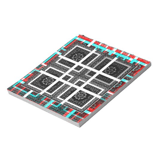 Chique geruite grafische vormgeving in zwart, wit  notitieblok (Linkerzijde)