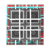 Chique geruite grafische vormgeving in zwart, wit  notitieblok (Voorkant)