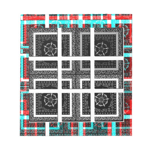 Chique geruite grafische vormgeving in zwart, wit  notitieblok (Voorkant)