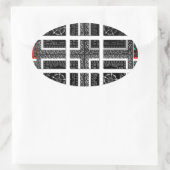 Chique geruite grafische vormgeving in zwart, wit  ovale sticker (Tas)