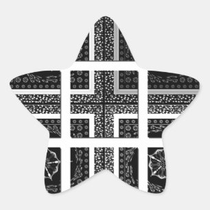 Chique geruite grafische vormgeving in zwart, wit ster sticker