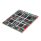 Chique geruite grafische vormgeving in zwart, wit  tegeltje (Zijkant)