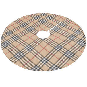 Chique geruite warme tan basis wit zwart bruin tar fleece kerstboom rok