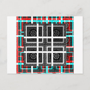 Chique geruite zwart, wit & rood grafische kunst o briefkaart