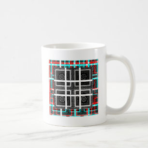 Chique geruite zwart, wit & rood grafische kunst o koffiemok