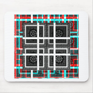 Chique geruite zwart, wit & rood grafische kunst o muismat