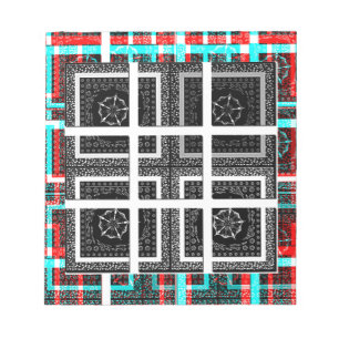 Chique geruite zwart, wit & rood grafische kunst o notitieblok