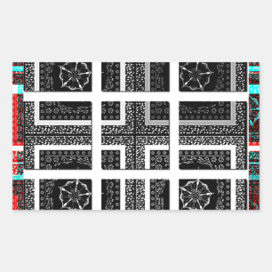 Chique geruite zwart, wit & rood grafische kunst o rechthoekige sticker